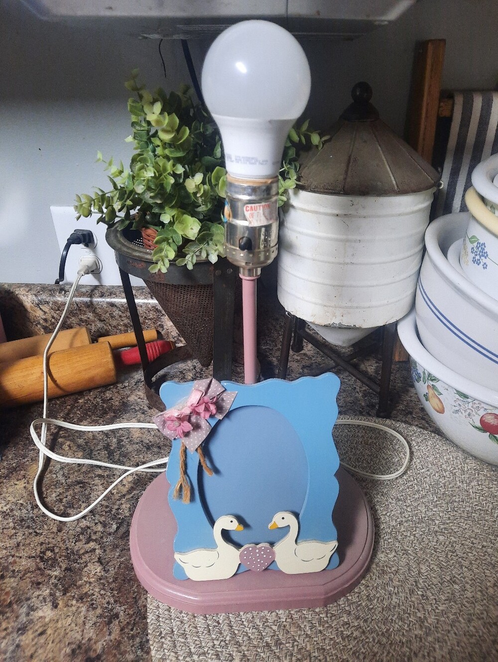 One Of A Kind Cottage Core Goose Lamp